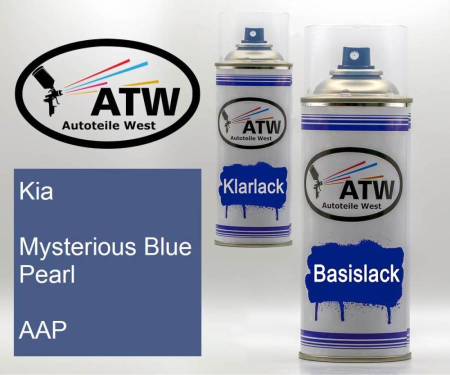 Kia, Mysterious Blue Pearl, AAP: 400ml Sprühdose + 400ml Klarlack - Set, von ATW Autoteile West.